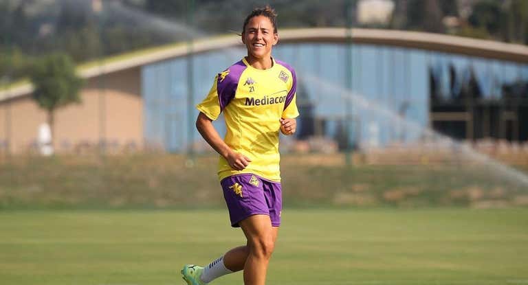 Vero Boquete, en un entrenamiento con la Fiorentina.