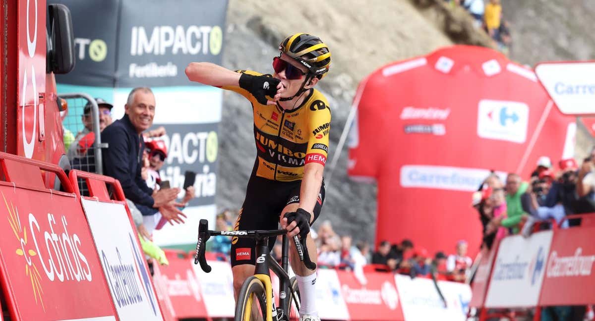 Vingegaard celebra la victoria en el Tourmalet./GETTY