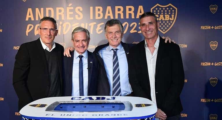 Cagna, Ibarra, Macri y Abbondanzieri durante la presentación de la candidatura.