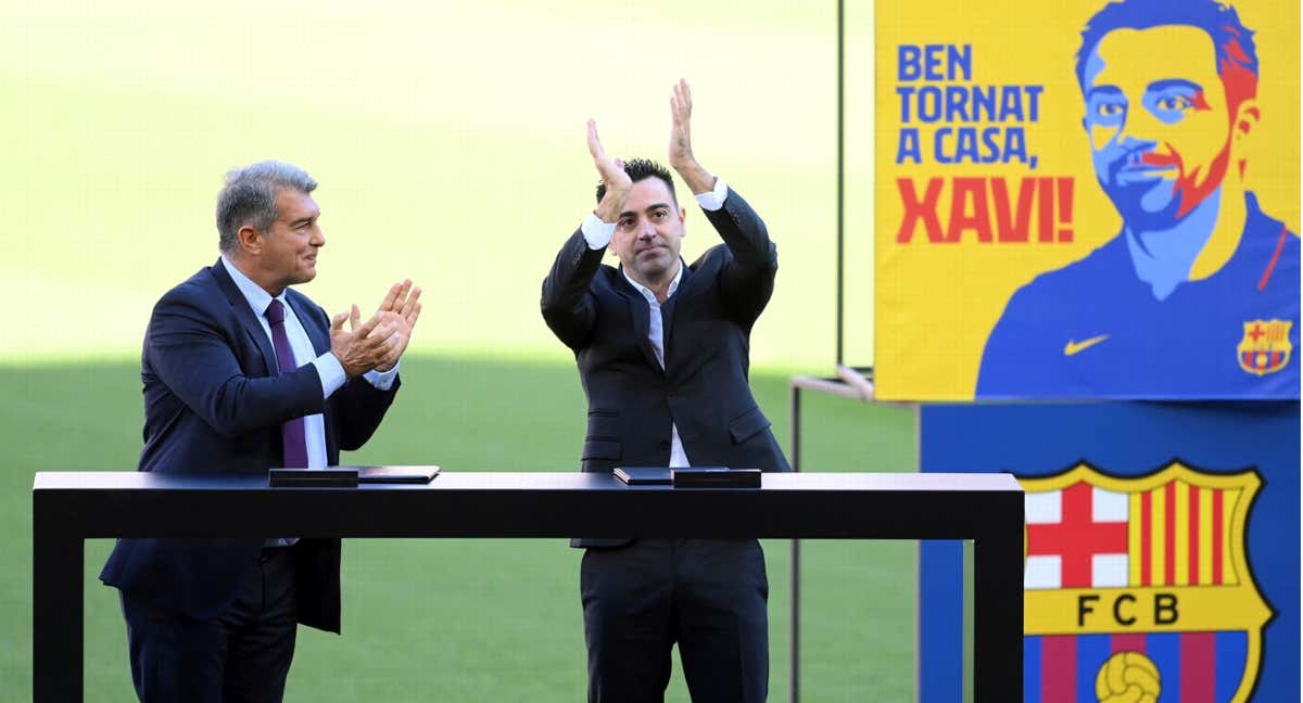 Xavi Hernández en la presentación en 2021 como entrenador del Barça.