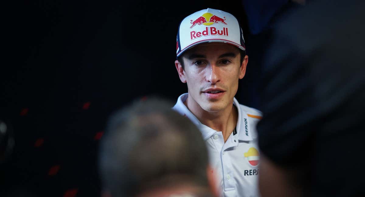 Marc Márquez, d</p><p>urante una rueda de prensa en MotoGP 2023.