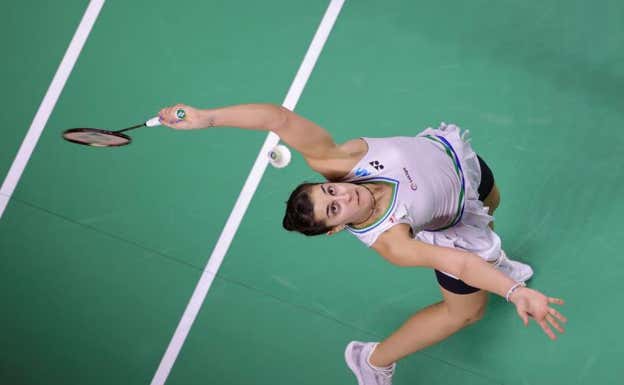 Carolina Marín en pleno partido.  ABC Sevilla Deportes