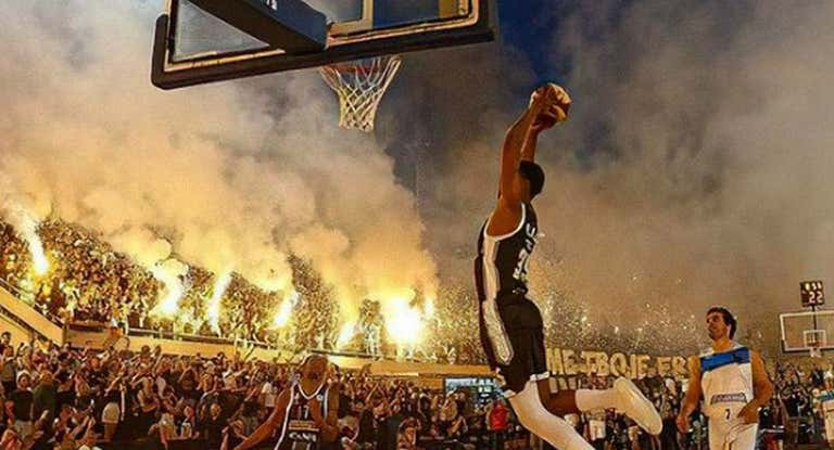 PJ Dozier, jugador del Partizán, machaca ante el Fuenlabrada.