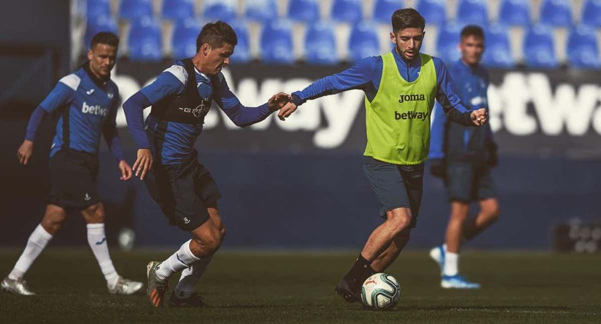 Pablo Margallo, durante un entrenamiento del Leganés./INSTAGRAM: @pmargallo14