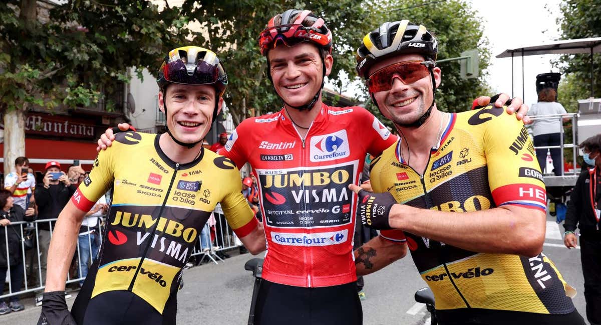 Kuss, Vingegaard y Roglic, en Guadarrama./GETTY