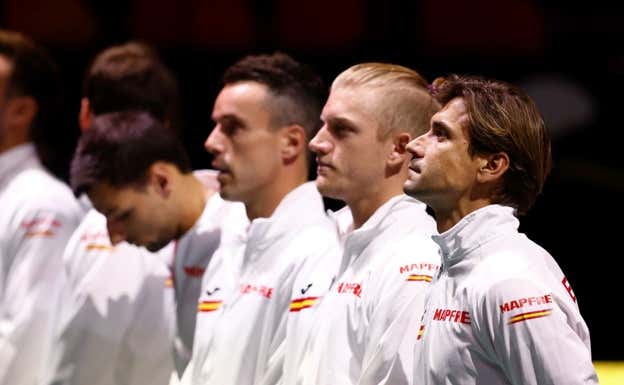 El equipo español, durante la Copa Davis en Valencia.  Óscar J. Barroso/AFP