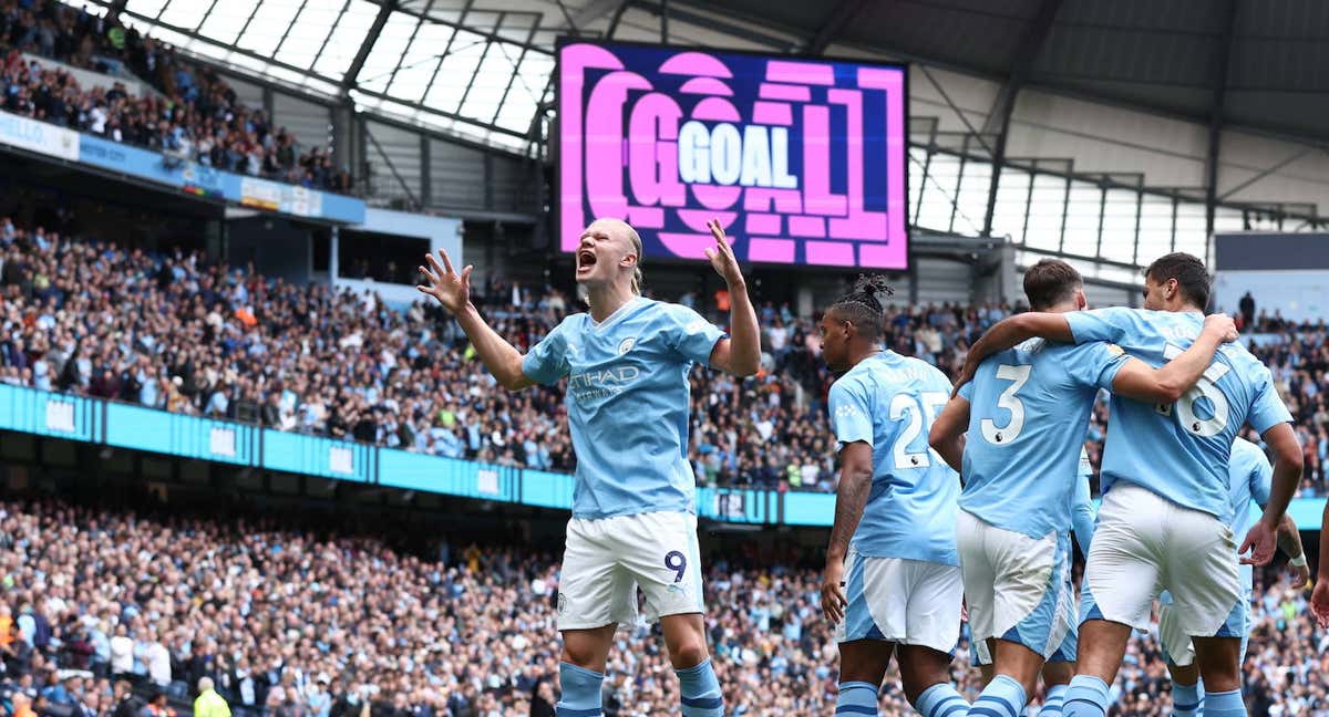 Haaland celebra el 2-0 contra el Forest.