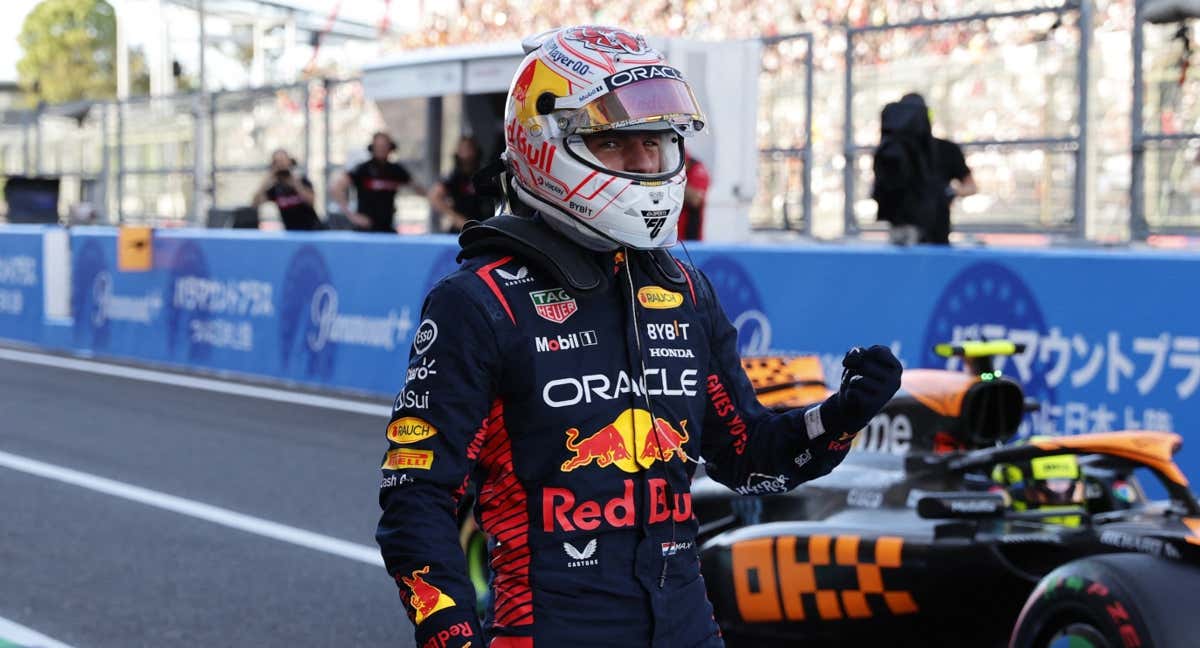 Max Verstappen celebra su 29ª pole position en F1 en el GP de Japón 2023. /Reuters