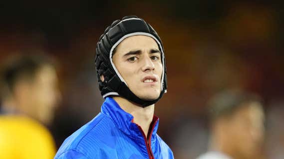 Gavi, centrocampista del Barcelona, antes de jugar un partido con la Selección. /GETTY