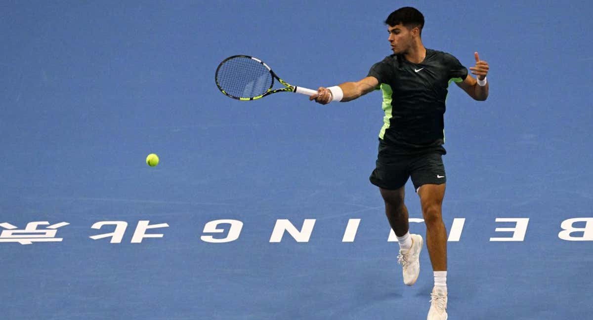 Carlos Alcaraz, en su debut en el torneo de Pekín. /AFP
