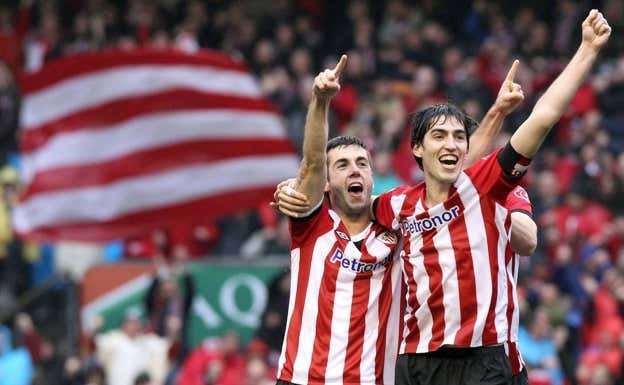 Iraola celebra un gol con el Athletic Club. ABC