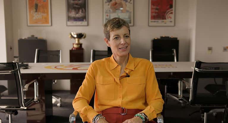 Elisa Aguilar durante su entrevista con Relevo.