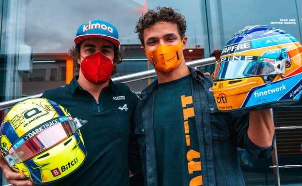 Fernando Alonso y Lando Norris, durante la temporada 2021 de F1.  Redes sociales