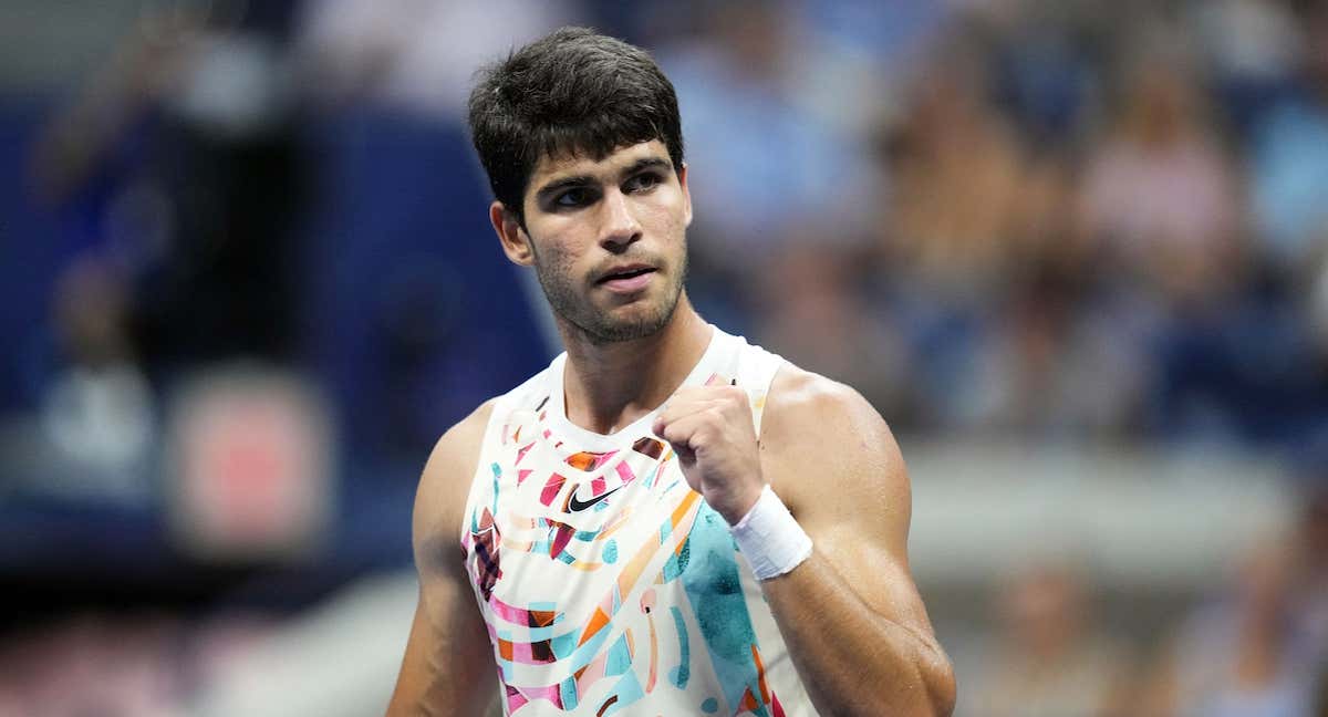 Carlos Alcaraz celebra un punto durante el US Open./REUTERS