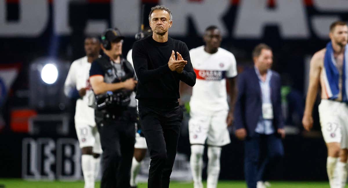 Luis Enrique tras el partido frente al Rennes. /REUTERS