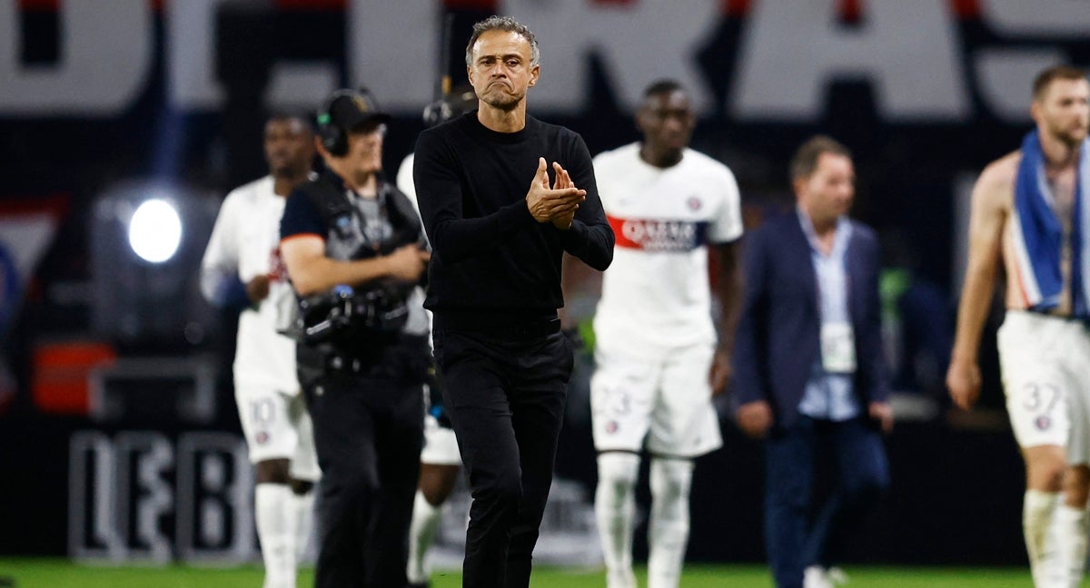 Luis Enrique tras el partido frente al Rennes.