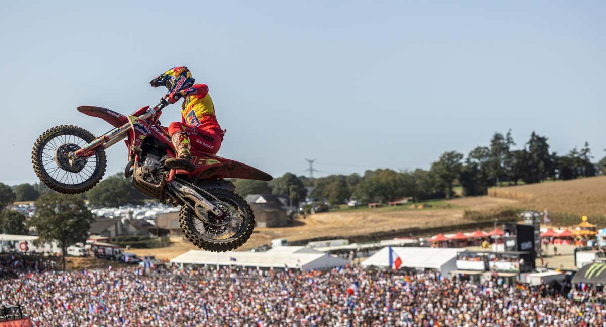 Jorge Prado, durante el Motocross de las Naciones, en Ernée, sobre su GasGas. /Juan Pablo Acevedo