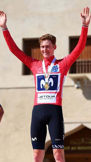 Matteo Jorgenson, ganador del Tour de Omán 2023.  MOVISTAR TEAM / @GETTYSPORT