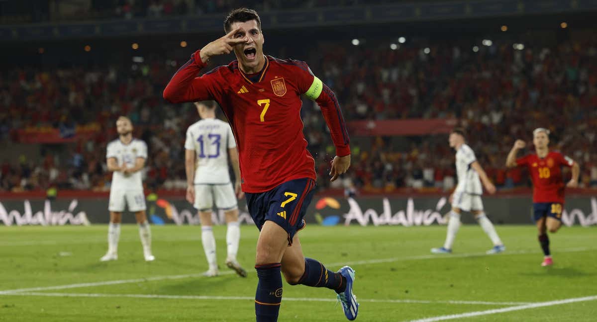 Morata celebra su gol contra Escocia. /EFE