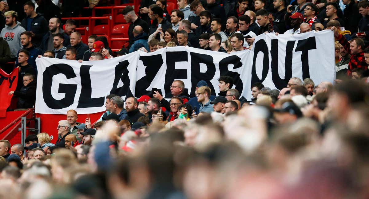 Manifestación en Old Trafford contra la familia Glazer. /REUTERS