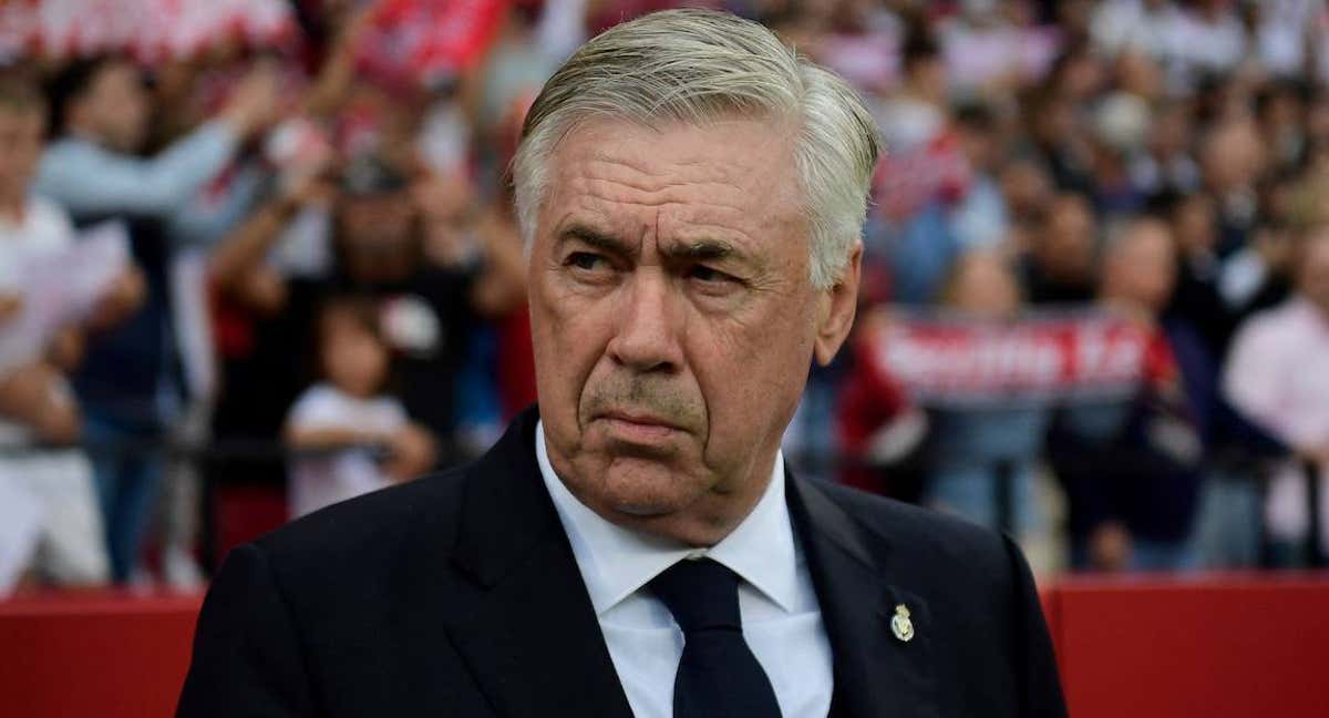 Carlo Ancelotti, en el Sánchez-Pizjuán./AFP