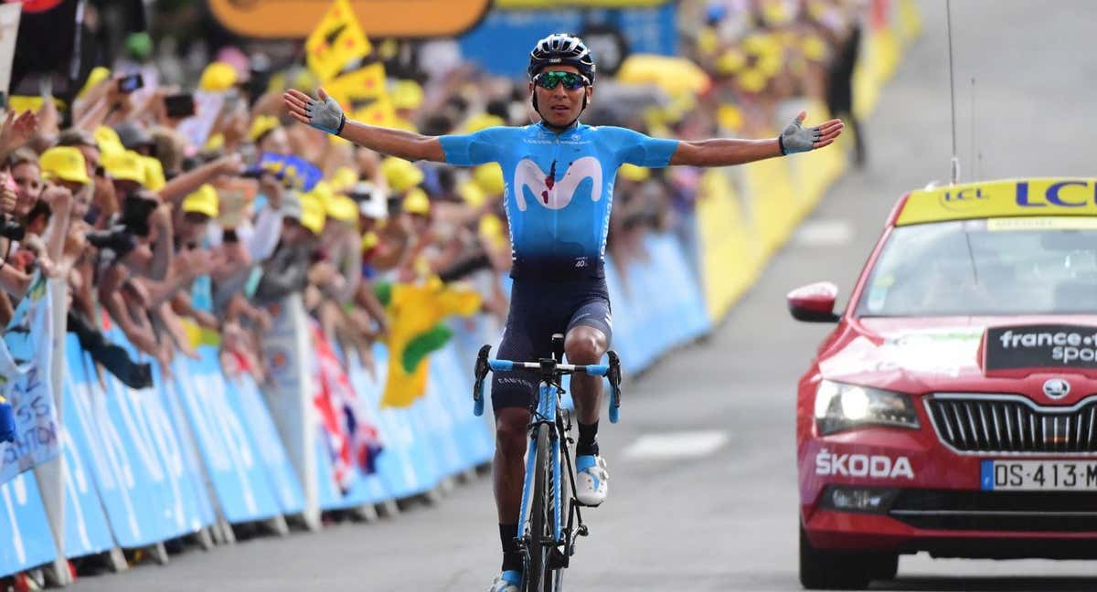 Nairo Quintana consigue el tercero de sus tres triunfos de etapa en el Tour de Francia con Movistar Team.
