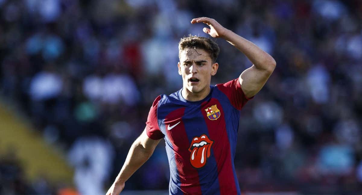 Gavi durante el Clásico. /AFP