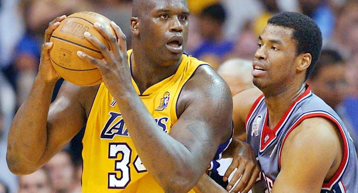 Shaquille O'Neal en las finales de 2002 ante los Nets./AFP