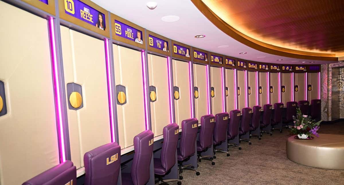 Así es la zona de taquillas en la LSU Tigers de la NCAA. /LSU