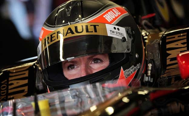 María de Villota, durante su primer test con un F1 con Lotus en Paul Ricard, en 2011.  Lotus F1