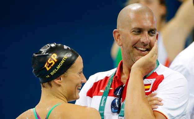 Mireia Belmonte y Fred Vergnoux, durante los Juegos Olímpicos de Río 2016.