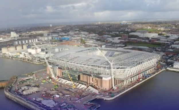 Así avanza la construcción del nuevo Everton Stadium, a orillas del río Mersey. Everton