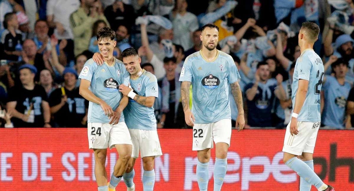 Gabri Veiga celebrando uno de sus dos goles frente al Barça. /REUTERS