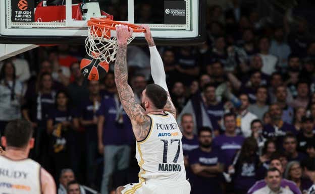 Poirier machaca el aro en el WiZink. Efe