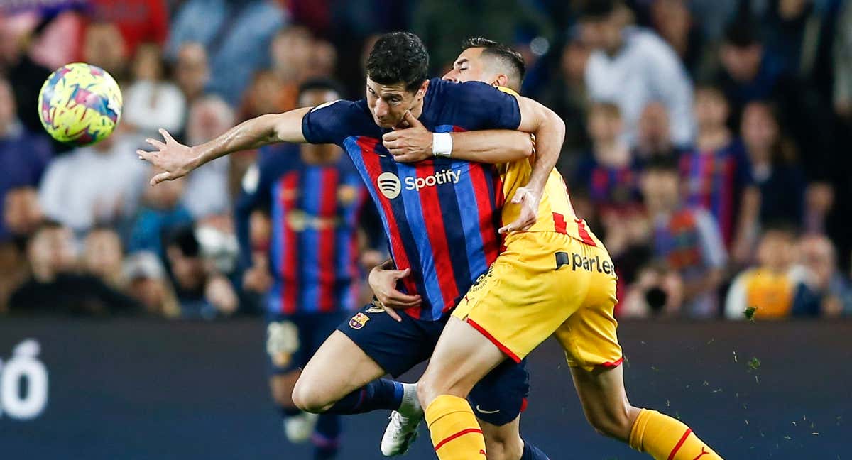 Lewandowski, durante el Barça-Girona del curso pasado.