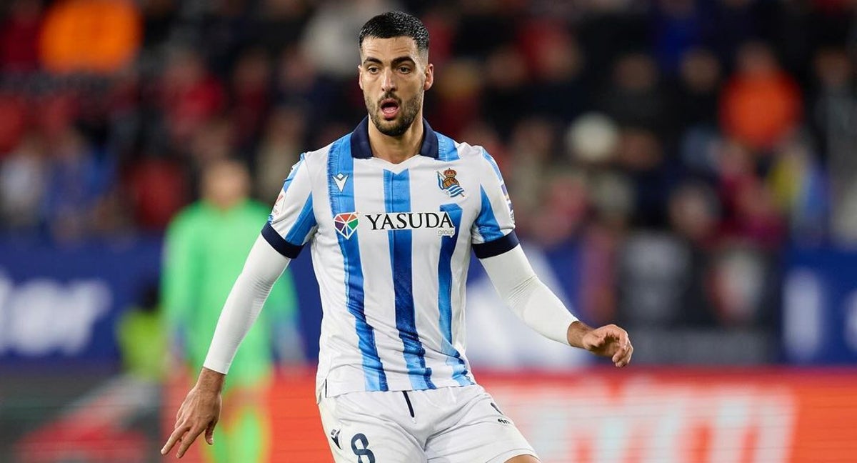 Mikel Merino, durante un partido de liga de la Real Sociedad.