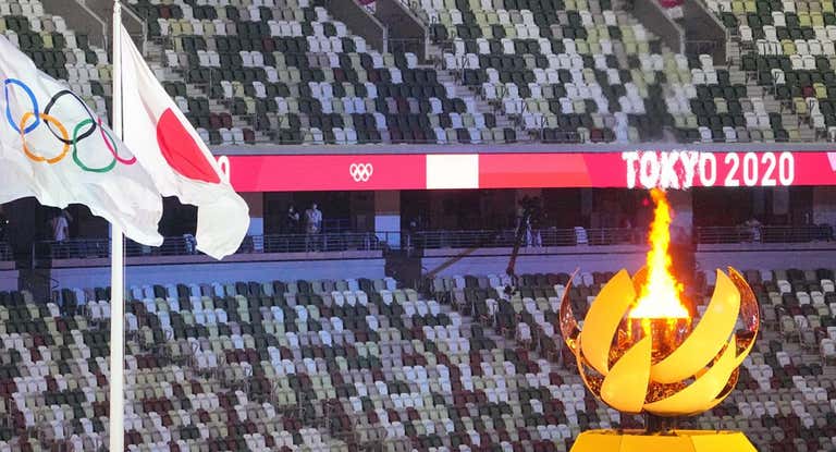 La antorcha olímpica en Tokio 2020.