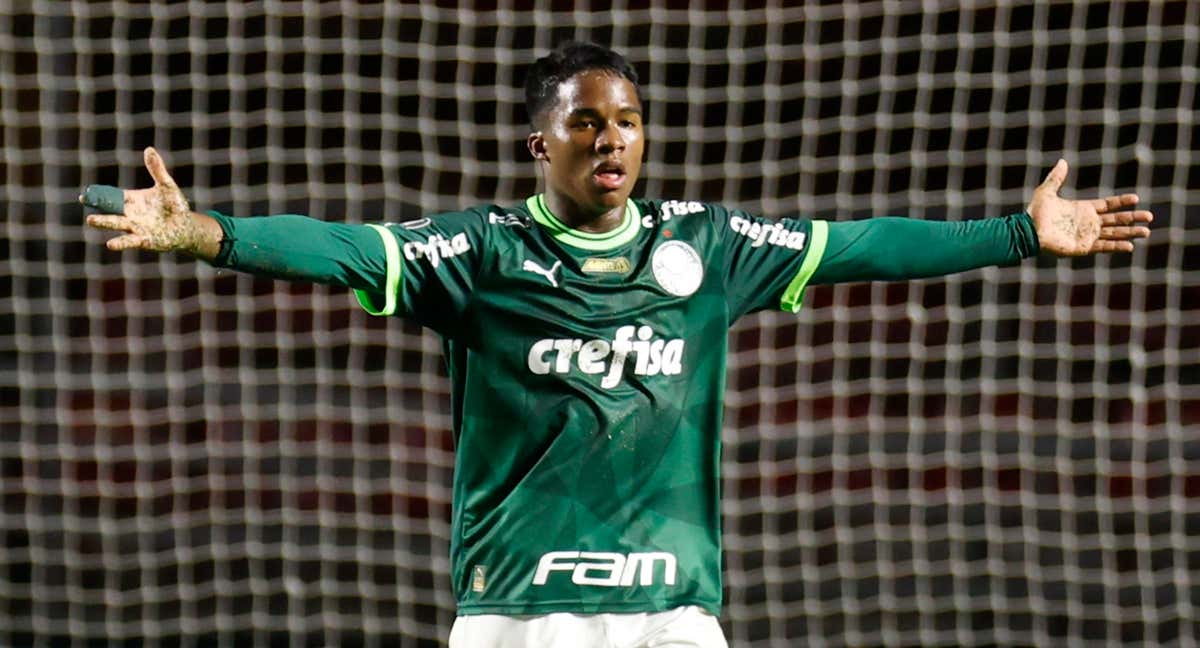 Endrick, durante un partido con Palmeiras.