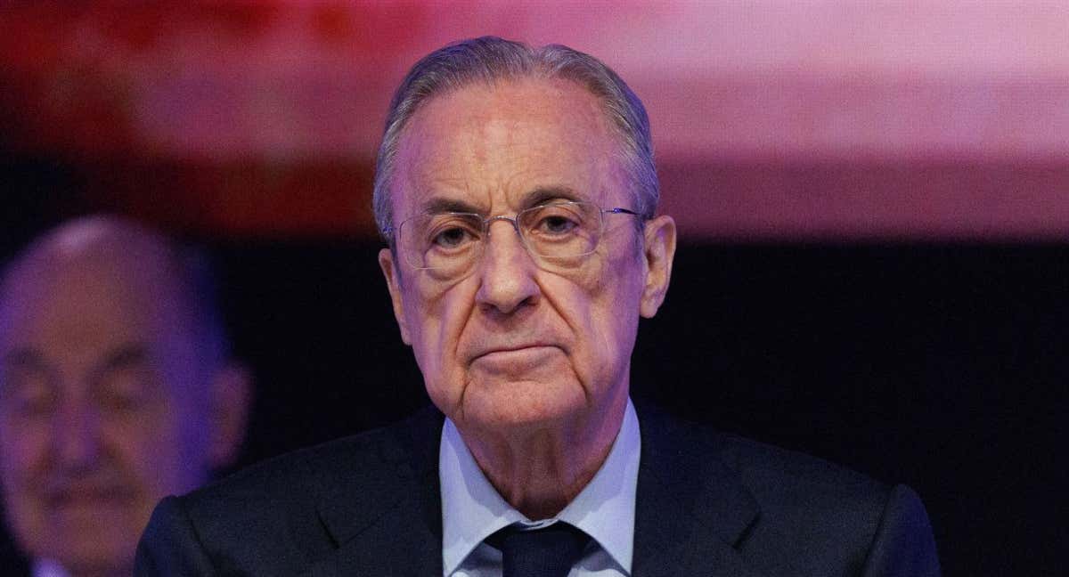 Florentino Pérez en una de sus últimas intervenciones. /Getty