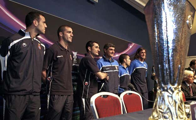 Valverde, en la previa de la final de UEFA ante el Sevilla. Archivo
