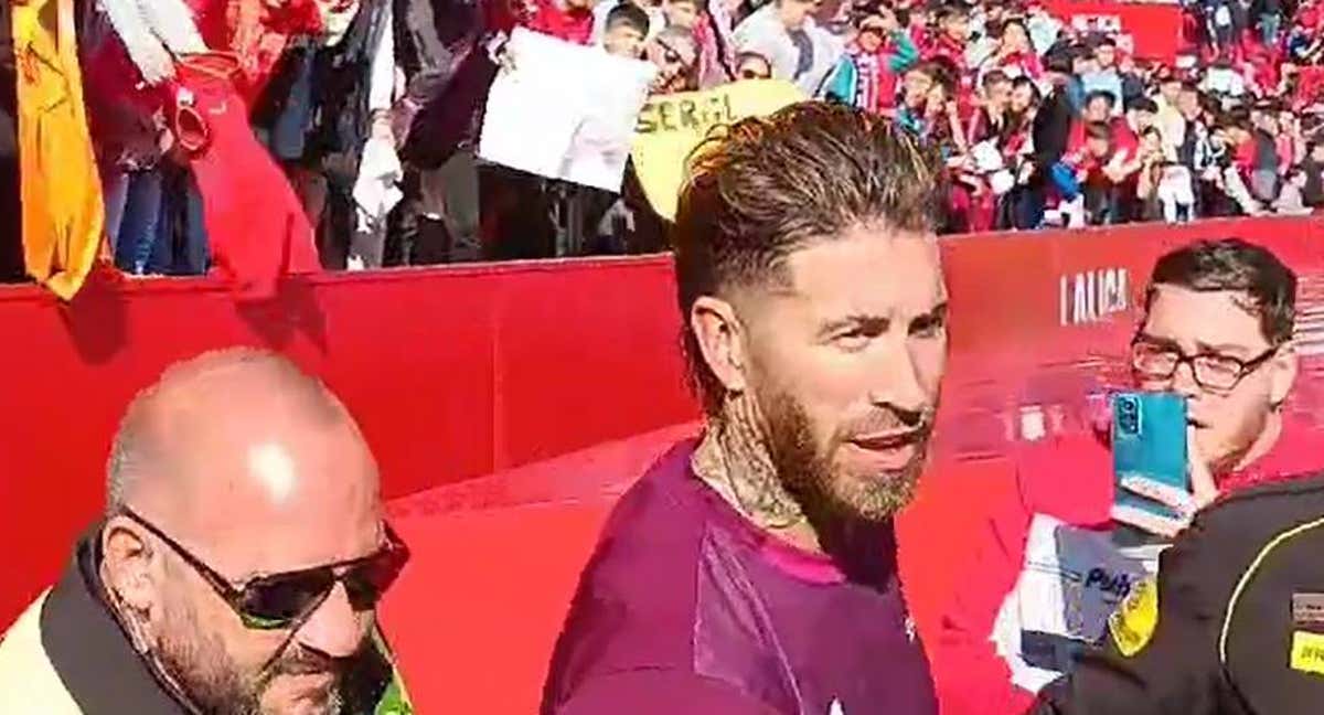 Sergio Ramos, en el entrenamiento a puertas abiertas.