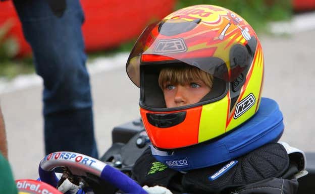 Pau Navarro en su único año en karting, cuando era pequeño.  P. Navarro