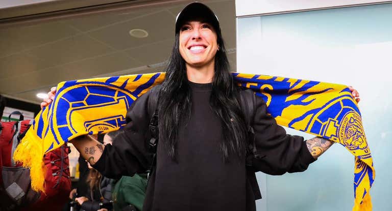 Jenni Hermoso, a su llegada al aeropuerto de Monterrey.