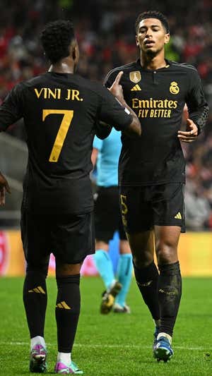 Vinicius y Bellingham celebrando un gol del Real Madrid. Getty