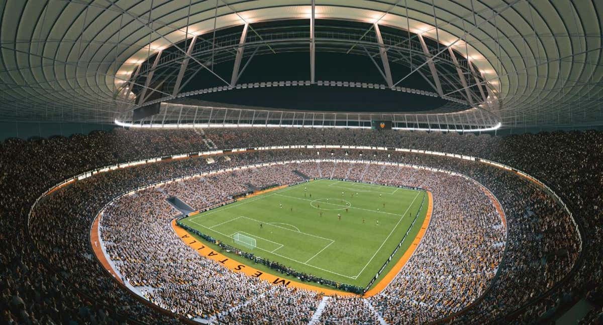 La proyección de como será el Nuevo Mestalla.