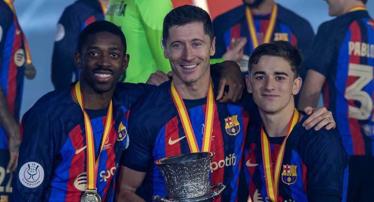 El Barcelona celebra la pasada Supercopa./GETTY