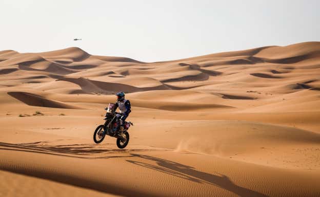 Javi Vega, en acción con su Yamaha en el Rally Dakar 2024.  A.S.O./Antonin Vincent/DPPI