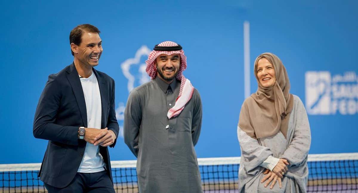 Rafael Nadal, durante un acto con la federación saudí.