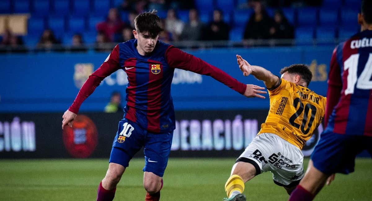 Aleix Garrido durante el partido del filial ante Unionistas./FCB