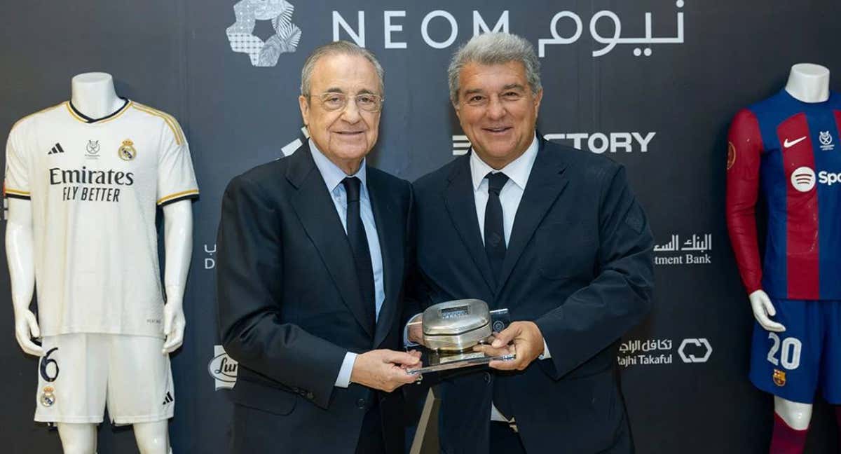 Florentino Pérez y Joan Laporta, durante la última Supercopa en Arabia. /Real Madrid